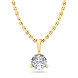Single Bail Three Prong Diamond Pendant Necklace