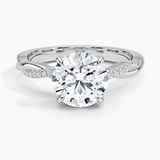Twisted Vine with Entwined Pavé Diamonds Solitaire Engagement Ring