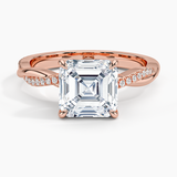 Twisted Vine with Entwined Pavé Diamonds Solitaire Engagement Ring
