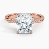 Twisted Vine with Entwined Pavé Diamonds Solitaire Engagement Ring