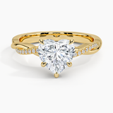 Twisted Vine with Entwined Pavé Diamonds Solitaire Engagement Ring