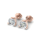 Three Prong Martini Screw Back Diamond Earrings
