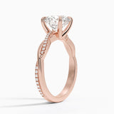 Twisted Vine with Entwined Pavé Diamonds Solitaire Engagement Ring
