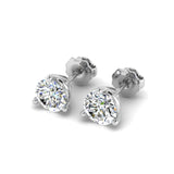 Three Prong Martini Screw Back Diamond Earrings