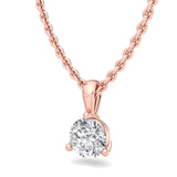 Single Bail Three Prong Diamond Pendant Necklace