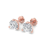 Three Prong Martini Diamond Earrings