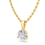 Single Bail Three Prong Diamond Pendant Necklace