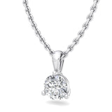 Single Bail Three Prong Diamond Pendant Necklace