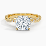 Twisted Vine with Entwined Pavé Diamonds Solitaire Engagement Ring