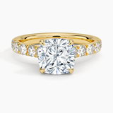 Elegant Pavé Half-Quarter Coverage Claw Prong Diamond Engagement Ring