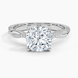 Twisted Vine with Entwined Pavé Diamonds Solitaire Engagement Ring
