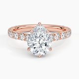 Elegant Pavé Three-Quarter Coverage Claw Prong Diamond Engagement Ring