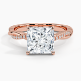 Twisted Vine with Entwined Pavé Diamonds Solitaire Engagement Ring