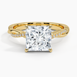 Twisted Vine with Entwined Pavé Diamonds Solitaire Engagement Ring