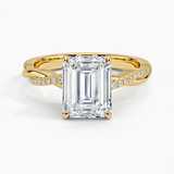 Twisted Vine with Entwined Pavé Diamonds Solitaire Engagement Ring