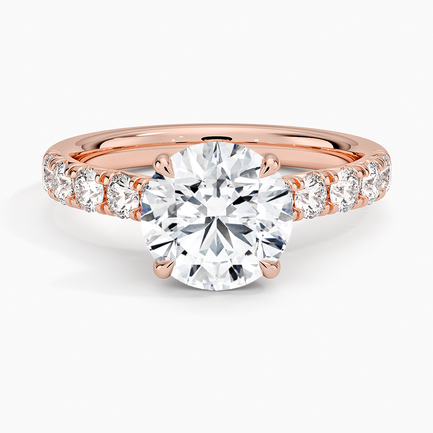 Elegant Pavé Half-Quarter Coverage Claw Prong Diamond Engagement Ring