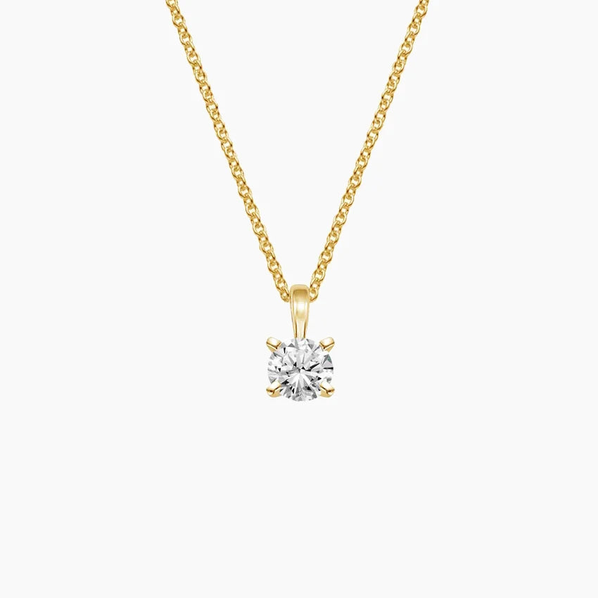 Single Bail Four Prong Diamond Pendant Necklace