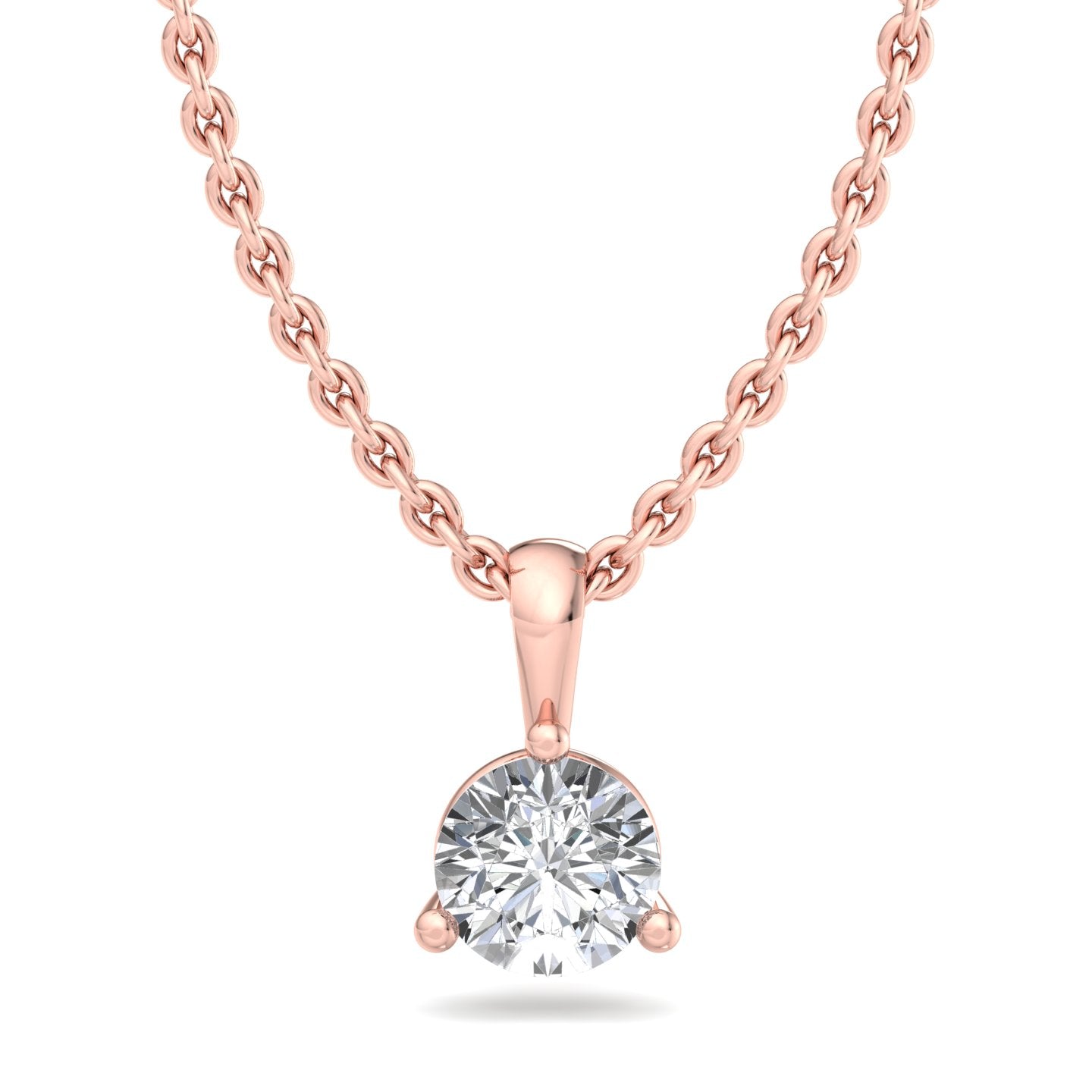 Single Bail Three Prong Diamond Pendant Necklace