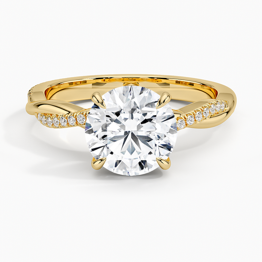 Twisted Vine with Entwined Pavé Diamonds Solitaire Engagement Ring