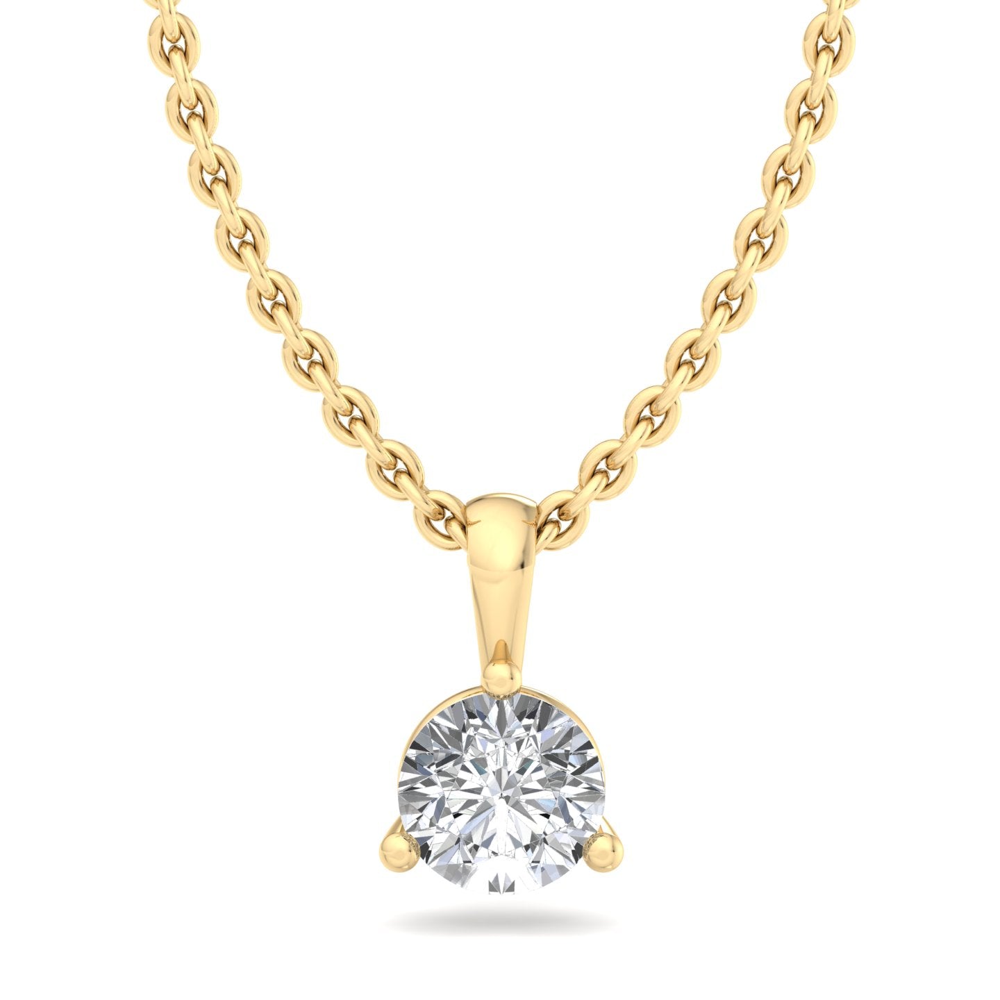 Single Bail Three Prong Diamond Pendant Necklace