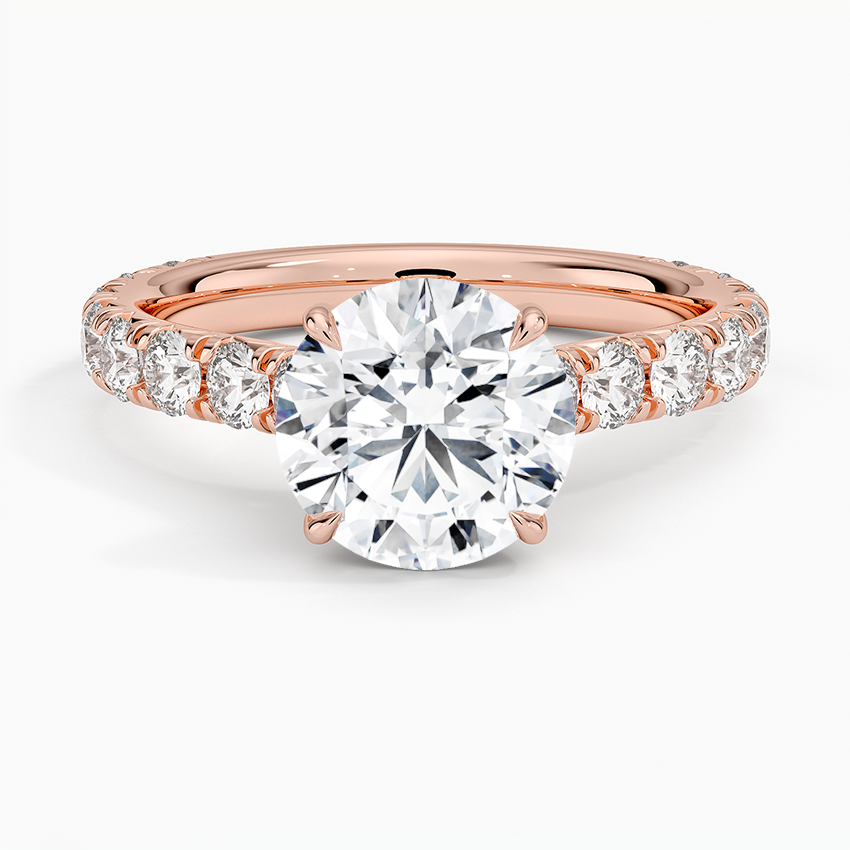 Elegant Pavé Three-Quarter Coverage Claw Prong Diamond Engagement Ring