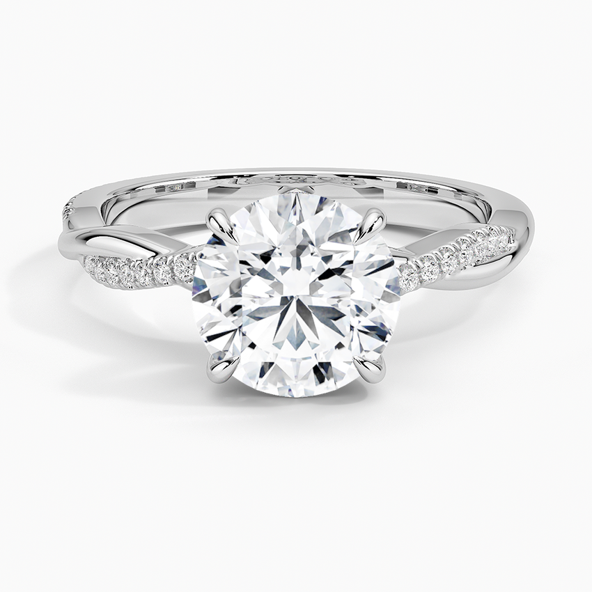 Twisted Vine with Entwined Pavé Diamonds Solitaire Engagement Ring