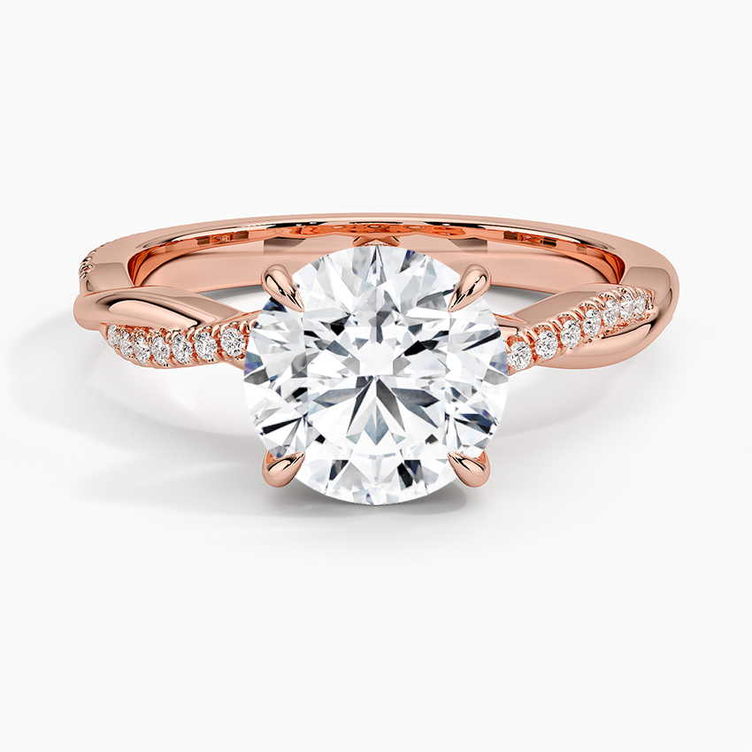 Twisted Vine with Entwined Pavé Diamonds Solitaire Engagement Ring