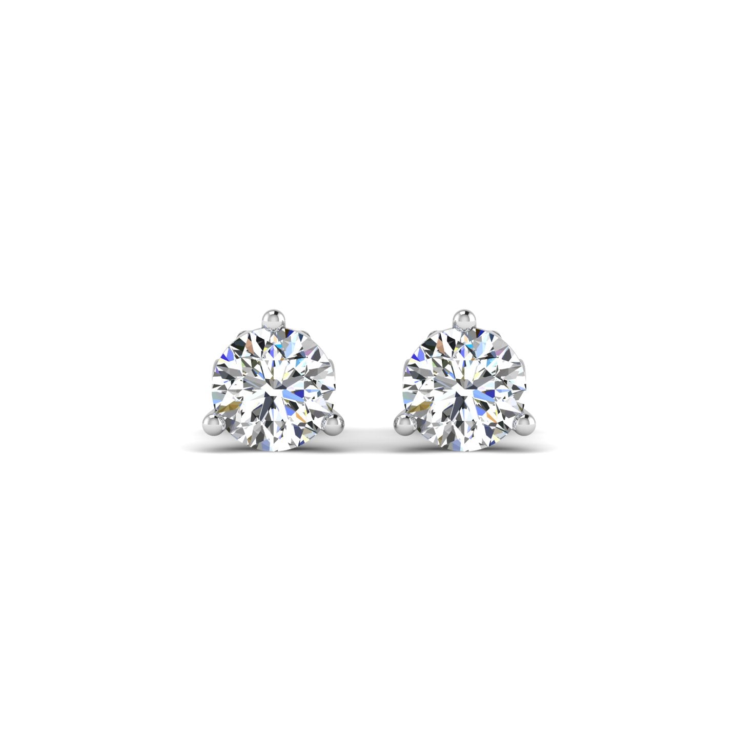 Three Prong Martini Screw Back Diamond Earrings