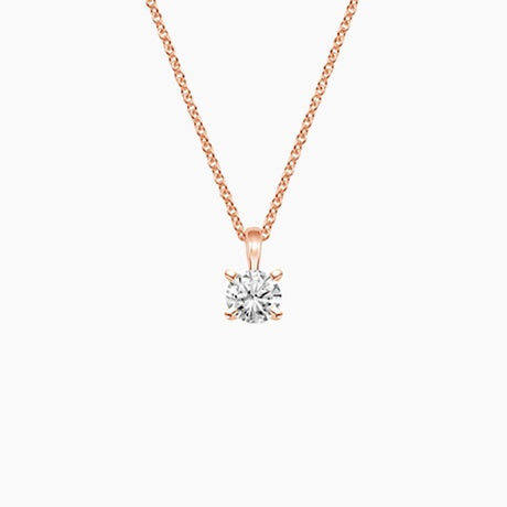 Single Bail Four Prong Diamond Pendant Necklace