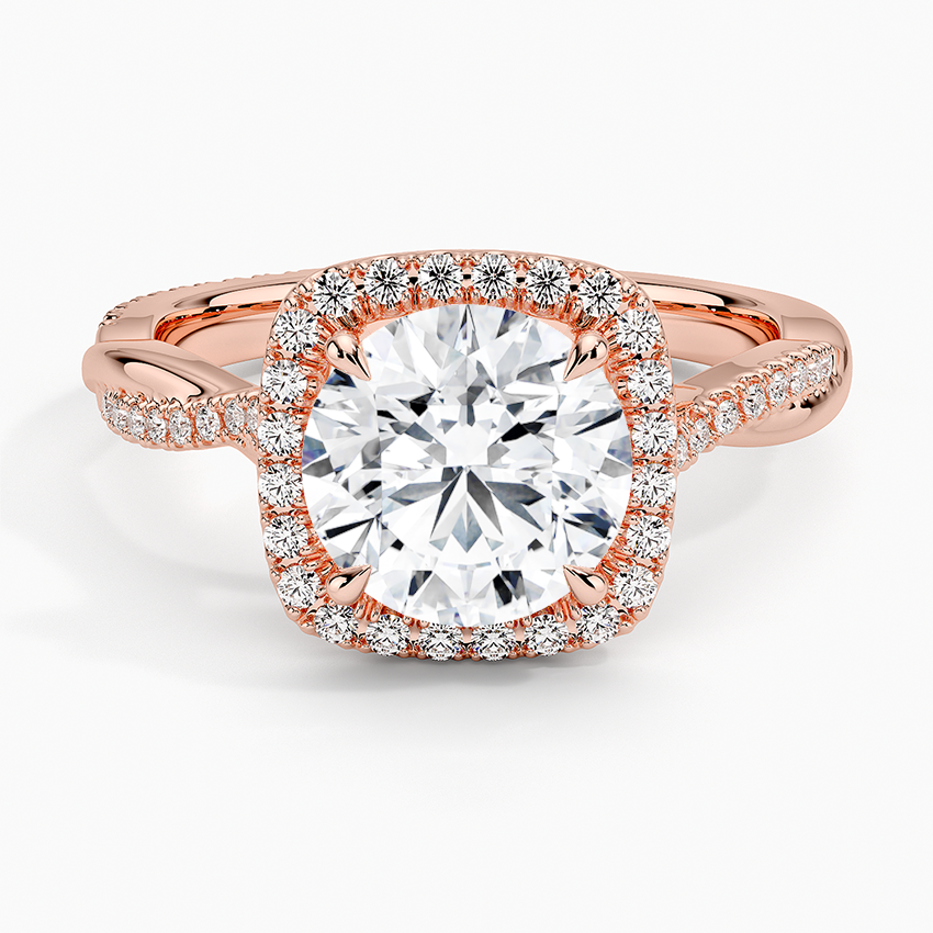 Petite Twisted Vine Halo Diamond Engagement Ring