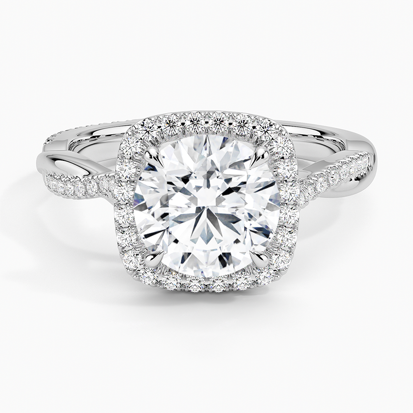 Petite Twisted Vine Halo Diamond Engagement Ring