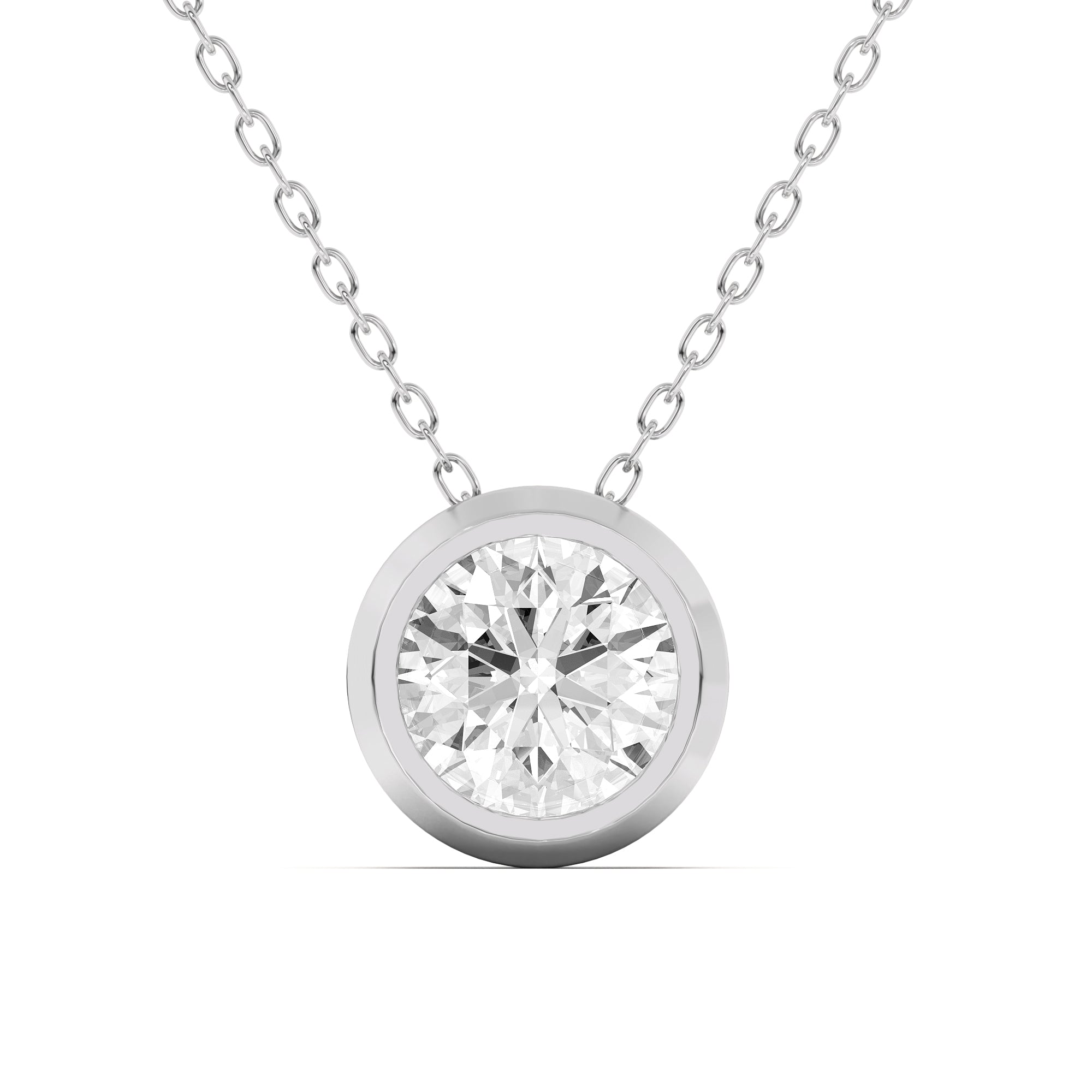 Classic Bezel Diamond Pendant Necklace