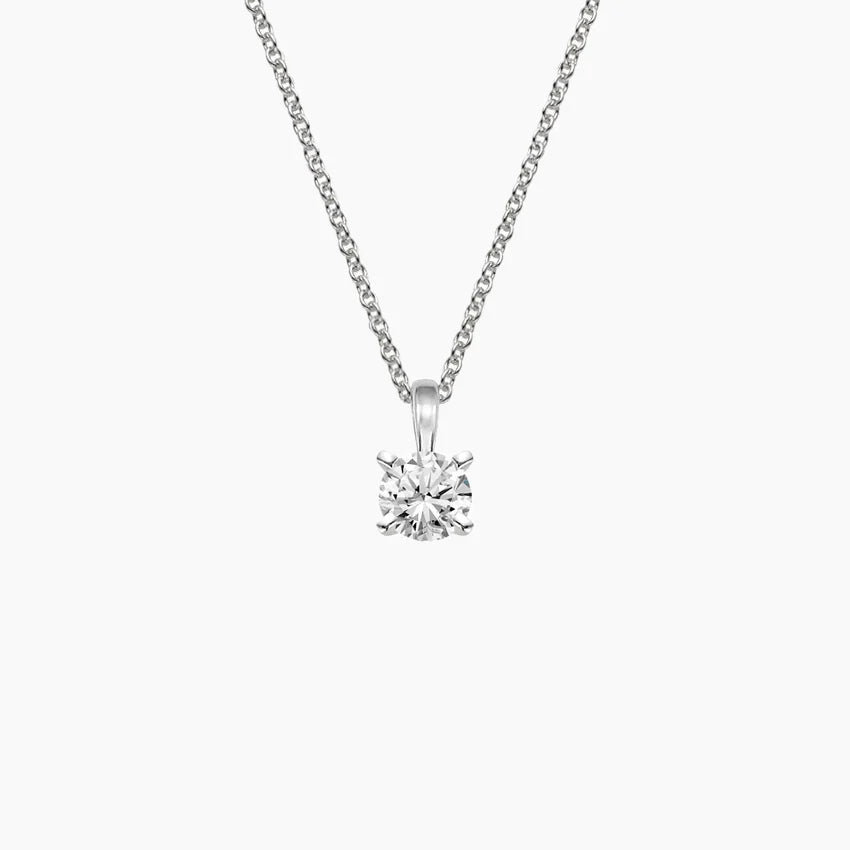 Single Bail Four Prong Diamond Pendant Necklace