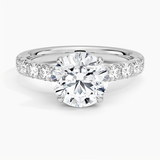 Elegant Pavé Half-Quarter Coverage Claw Prong Diamond Engagement Ring