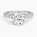 Elegant Pavé Three-Quarter Coverage Claw Prong Diamond Engagement Ring