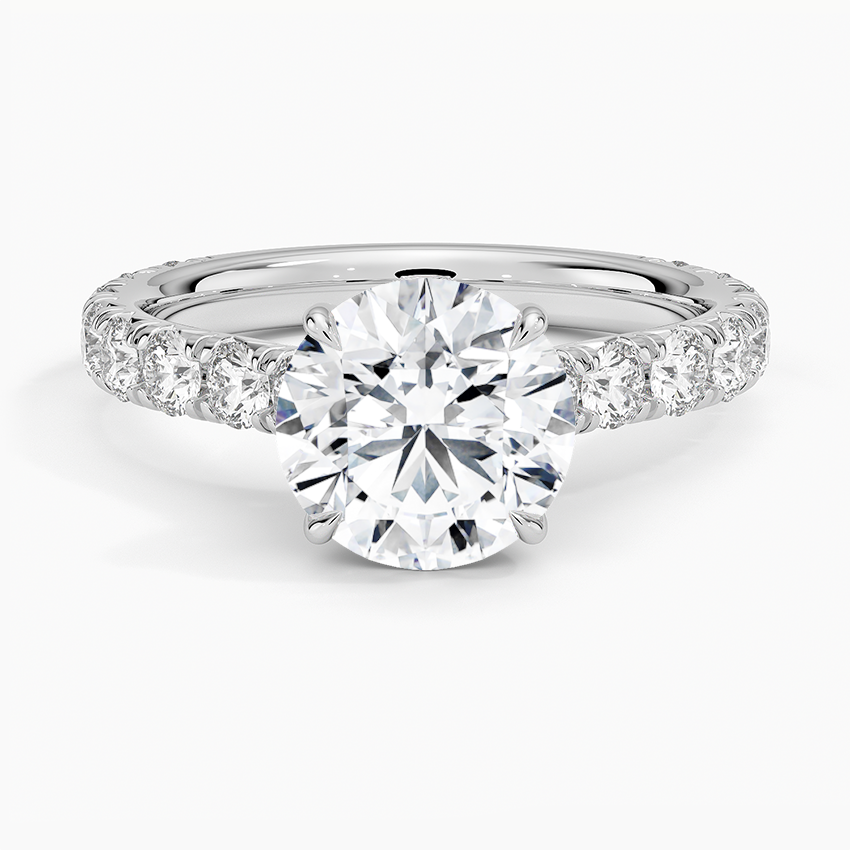 Elegant Pavé Three-Quarter Coverage Claw Prong Diamond Engagement Ring