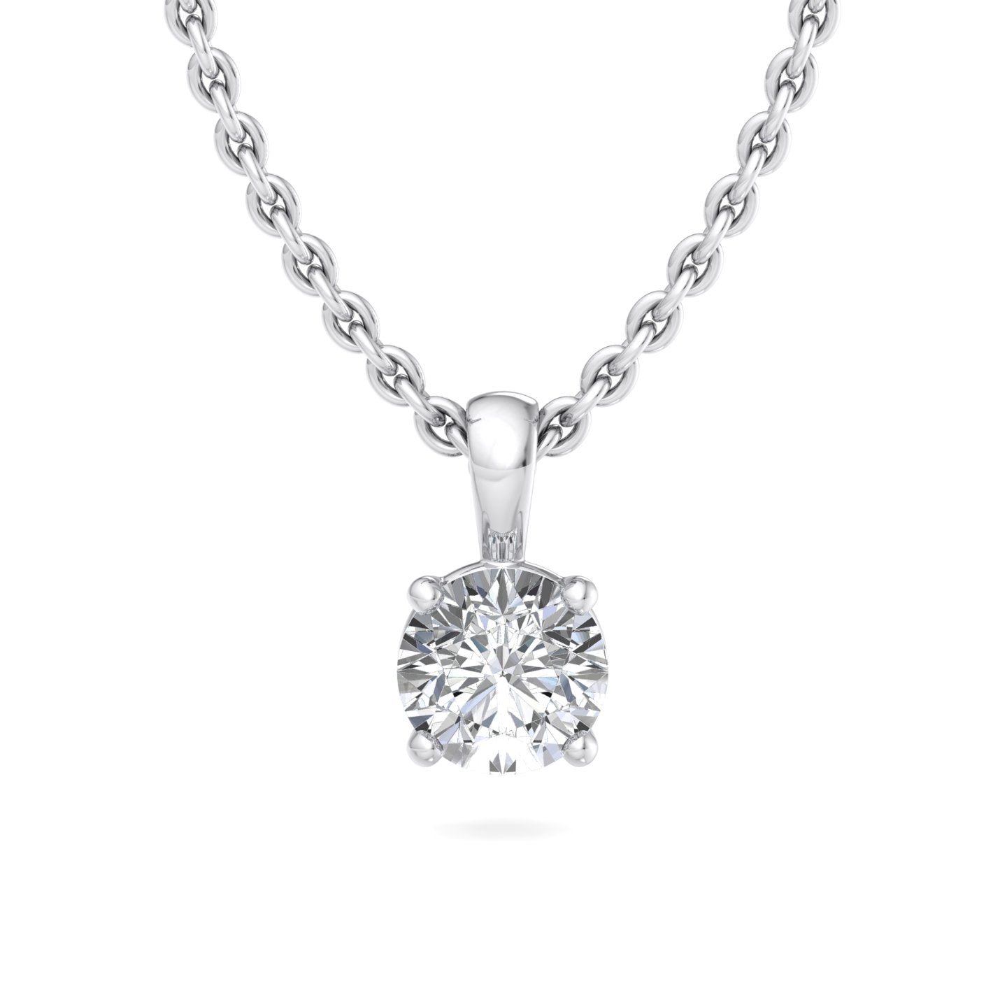 Single Bail Three Prong Diamond Pendant Necklace