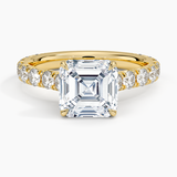 Elegant Pavé Three-Quarter Coverage Claw Prong Diamond Engagement Ring