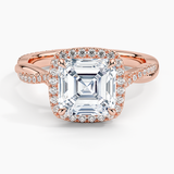 Petite Twisted Vine Halo Diamond Engagement Ring