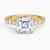Elegant Pavé Half-Quarter Coverage Claw Prong Diamond Engagement Ring