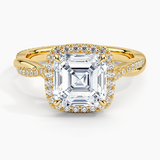 Petite Twisted Vine Halo Diamond Engagement Ring