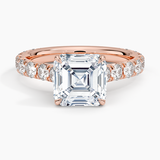 Elegant Pavé Three-Quarter Coverage Claw Prong Diamond Engagement Ring