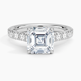 Elegant Pavé Half-Quarter Coverage Claw Prong Diamond Engagement Ring