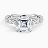 Elegant Pavé Three-Quarter Coverage Claw Prong Diamond Engagement Ring