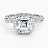 Petite Twisted Vine Halo Diamond Engagement Ring