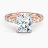 Elegant Pavé Half-Quarter Coverage Claw Prong Diamond Engagement Ring