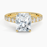 Elegant Pavé Half-Quarter Coverage Claw Prong Diamond Engagement Ring
