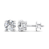 Four-Prong Screw Back Diamond Earrings