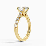 Elegant Pavé Half-Quarter Coverage Claw Prong Diamond Engagement Ring