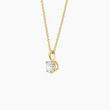 Single Bail Four Prong Diamond Pendant Necklace